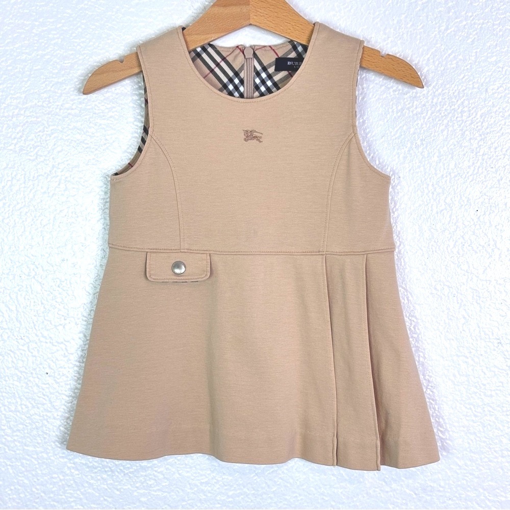 BURBERRY Girls Pleated Dress Nova Check - 12 Mo